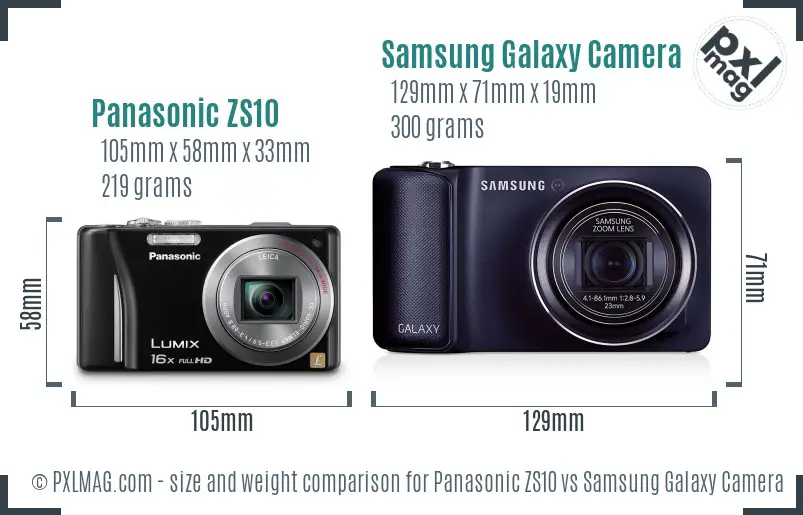 Panasonic ZS10 vs Samsung Galaxy Camera size comparison