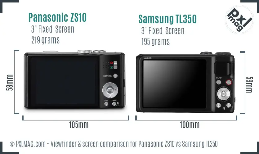 Panasonic ZS10 vs Samsung TL350 Screen and Viewfinder comparison Panasonic ZS10 vs Samsung TL350 Screen and Viewfinder comparison