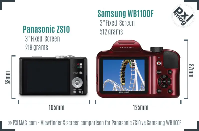 Panasonic ZS10 vs Samsung WB1100F Screen and Viewfinder comparison Panasonic ZS10 vs Samsung WB1100F Screen and Viewfinder comparison