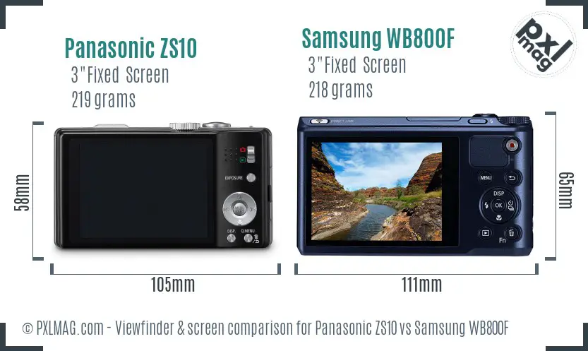 Panasonic ZS10 vs Samsung WB800F Screen and Viewfinder comparison Panasonic ZS10 vs Samsung WB800F Screen and Viewfinder comparison