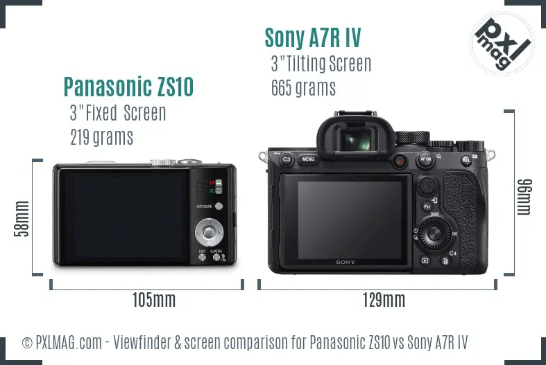 Panasonic ZS10 vs Sony A7R IV Screen and Viewfinder comparison Panasonic ZS10 vs Sony A7R IV Screen and Viewfinder comparison