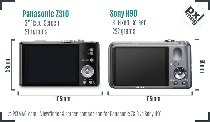 Panasonic ZS10 vs Sony H90 Screen and Viewfinder comparison