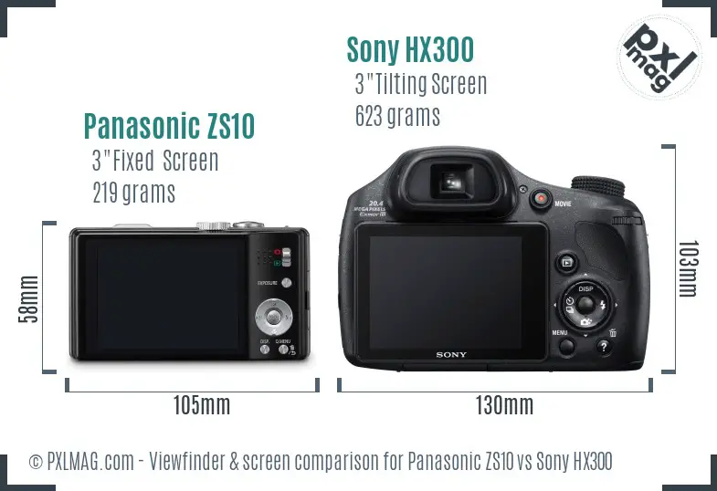 Panasonic ZS10 vs Sony HX300 Screen and Viewfinder comparison Panasonic ZS10 vs Sony HX300 Screen and Viewfinder comparison