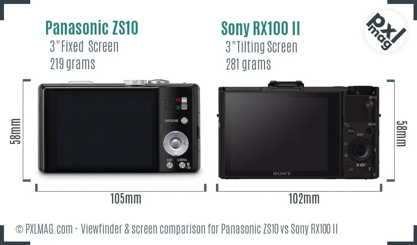Panasonic ZS10 vs Sony RX100 II Screen and Viewfinder comparison Panasonic ZS10 vs Sony RX100 II Screen and Viewfinder comparison