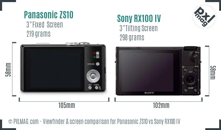 Panasonic ZS10 vs Sony RX100 IV Screen and Viewfinder comparison Panasonic ZS10 vs Sony RX100 IV Screen and Viewfinder comparison
