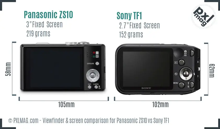 Panasonic ZS10 vs Sony TF1 Screen and Viewfinder comparison