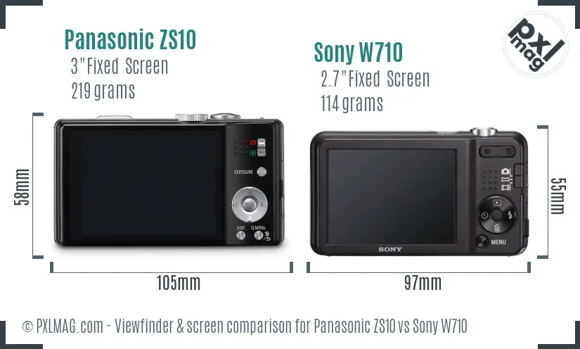 Panasonic ZS10 vs Sony W710 Screen and Viewfinder comparison Panasonic ZS10 vs Sony W710 Screen and Viewfinder comparison