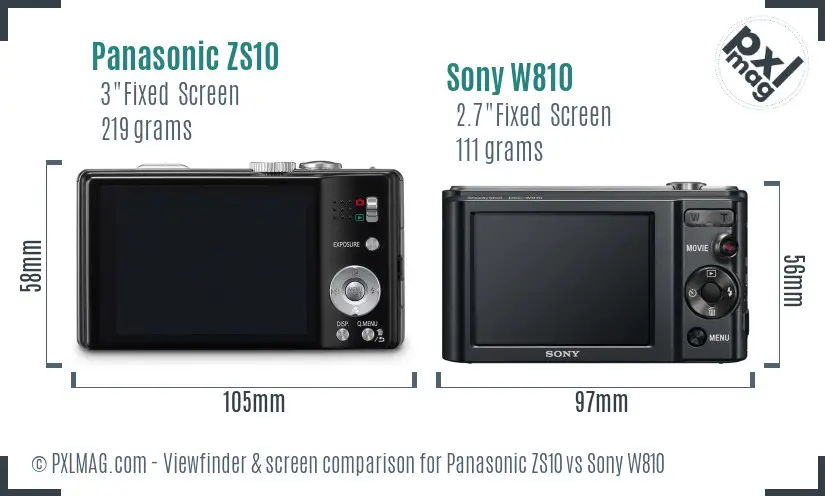 Panasonic ZS10 vs Sony W810 Screen and Viewfinder comparison Panasonic ZS10 vs Sony W810 Screen and Viewfinder comparison