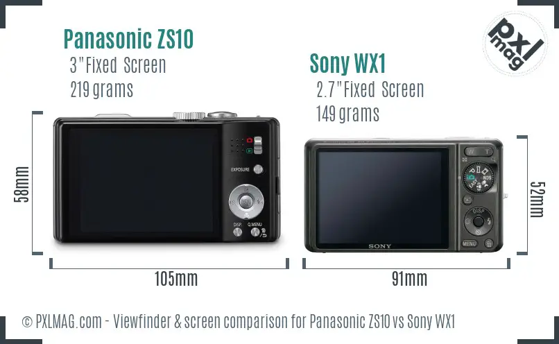 Panasonic ZS10 vs Sony WX1 Screen and Viewfinder comparison