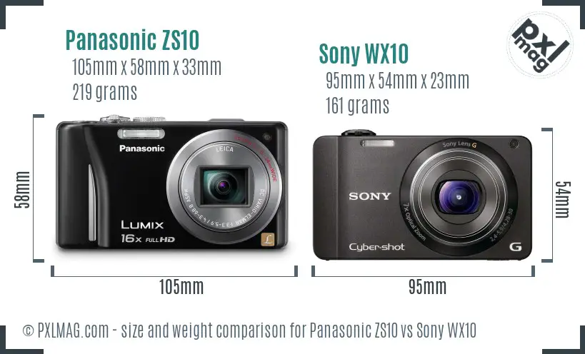 Panasonic ZS10 vs Sony WX10 size comparison