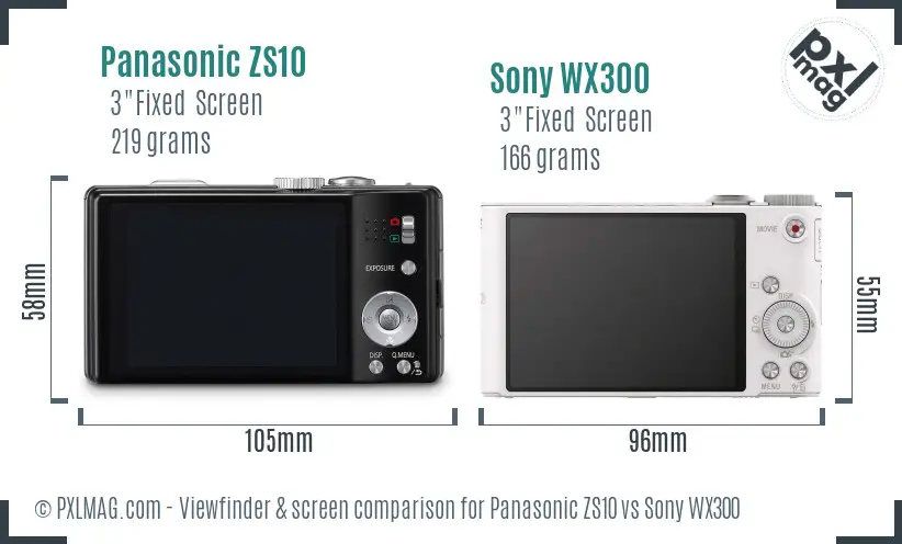 Panasonic ZS10 vs Sony WX300 Screen and Viewfinder comparison Panasonic ZS10 vs Sony WX300 Screen and Viewfinder comparison