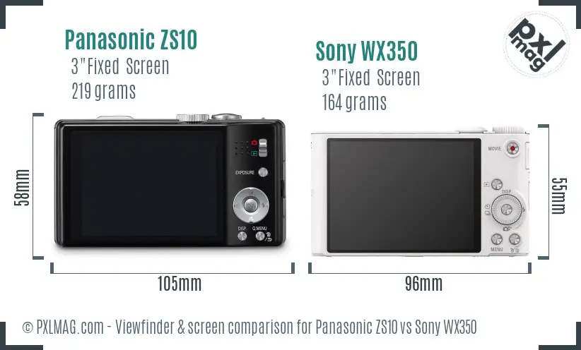 Panasonic ZS10 vs Sony WX350 Screen and Viewfinder comparison Panasonic ZS10 vs Sony WX350 Screen and Viewfinder comparison