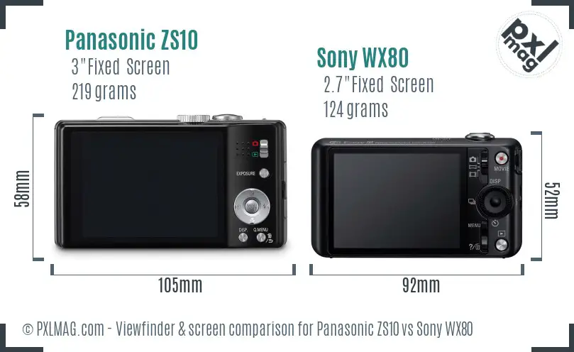 Panasonic ZS10 vs Sony WX80 Screen and Viewfinder comparison
