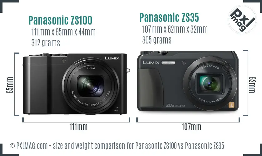 Panasonic ZS100 vs Panasonic ZS35 size comparison