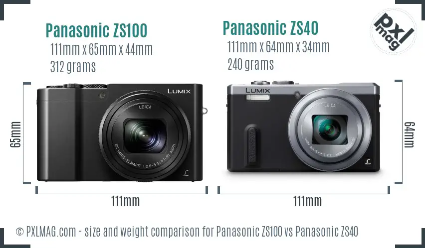 Panasonic ZS100 vs Panasonic ZS40 size comparison