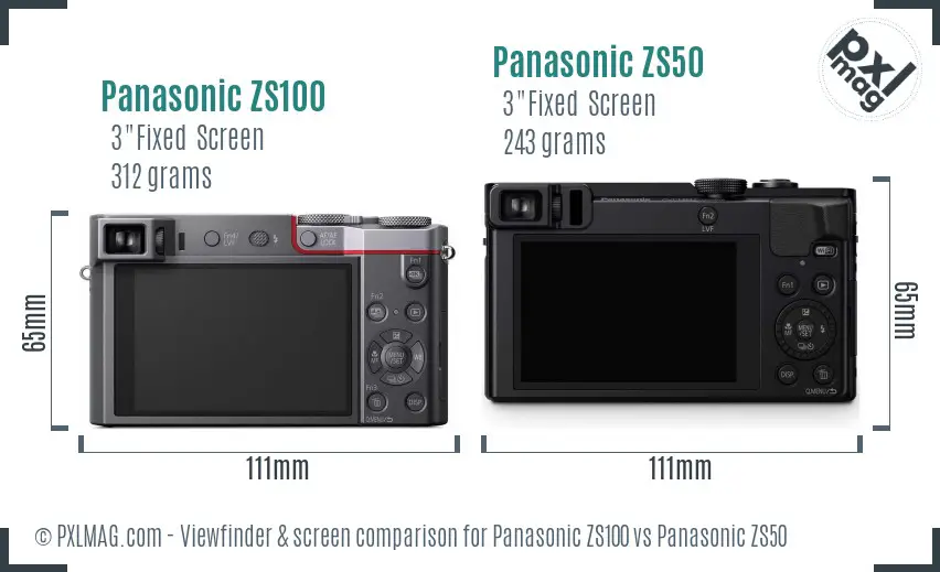 Panasonic ZS100 vs Panasonic ZS50 Screen and Viewfinder comparison