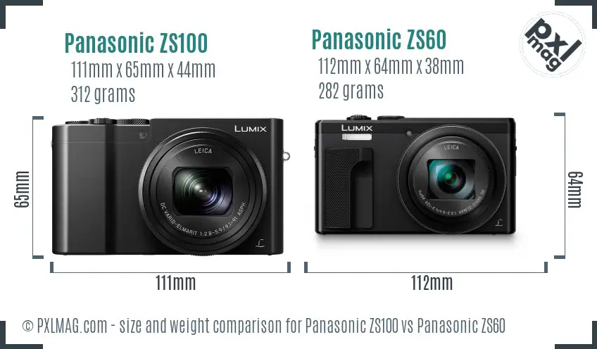 Panasonic ZS100 vs Panasonic ZS60 size comparison