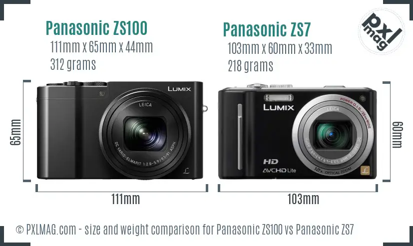 Panasonic ZS100 vs Panasonic ZS7 size comparison