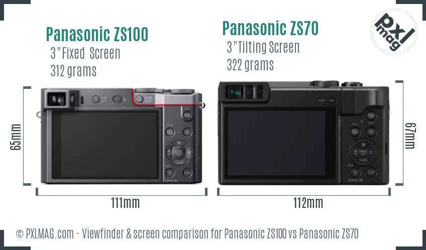 Panasonic ZS100 vs Panasonic ZS70 Screen and Viewfinder comparison