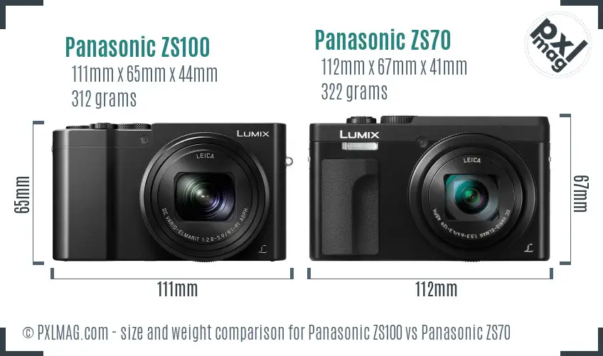 Panasonic ZS100 vs Panasonic ZS70 size comparison