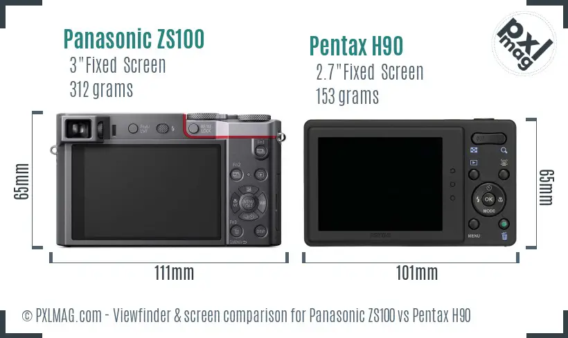 Panasonic ZS100 vs Pentax H90 Screen and Viewfinder comparison
