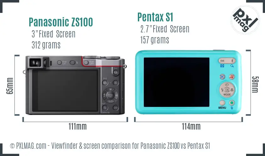Panasonic ZS100 vs Pentax S1 Screen and Viewfinder comparison