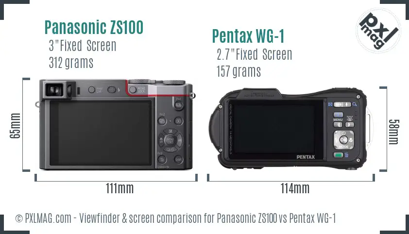 Panasonic ZS100 vs Pentax WG-1 Screen and Viewfinder comparison