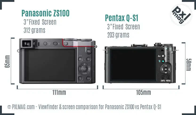 Panasonic ZS100 vs Pentax Q-S1 Screen and Viewfinder comparison