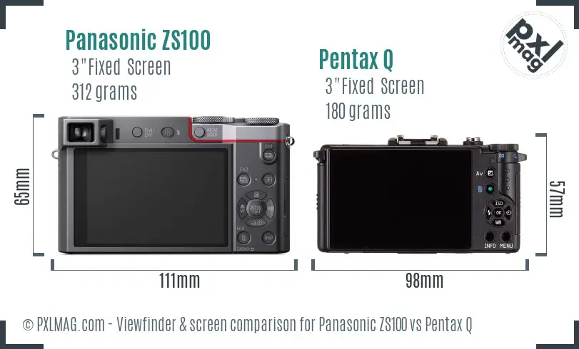 Panasonic ZS100 vs Pentax Q Screen and Viewfinder comparison