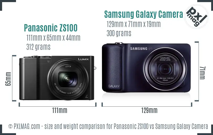 Panasonic ZS100 vs Samsung Galaxy Camera size comparison Panasonic ZS100 vs Samsung Galaxy Camera size comparison