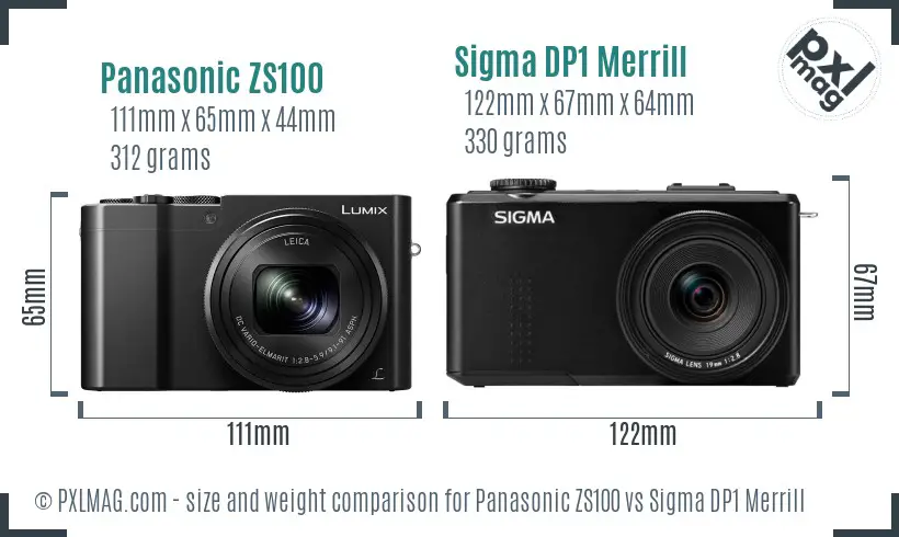 Panasonic ZS100 vs Sigma DP1 Merrill size comparison Panasonic ZS100 vs Sigma DP1 Merrill size comparison