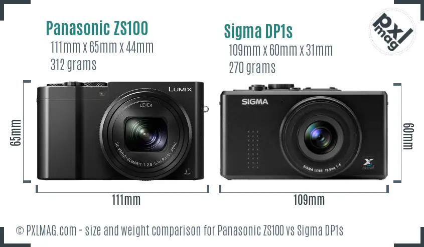 Panasonic ZS100 vs Sigma DP1s size comparison