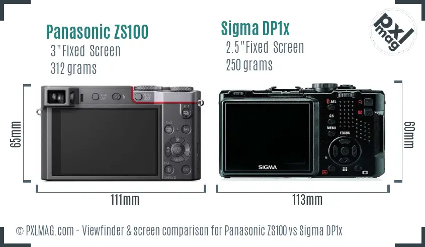 Panasonic ZS100 vs Sigma DP1x Screen and Viewfinder comparison