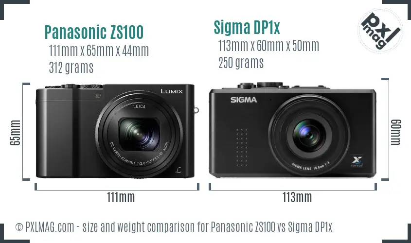 Panasonic ZS100 vs Sigma DP1x size comparison