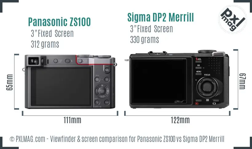 Panasonic ZS100 vs Sigma DP2 Merrill Screen and Viewfinder comparison