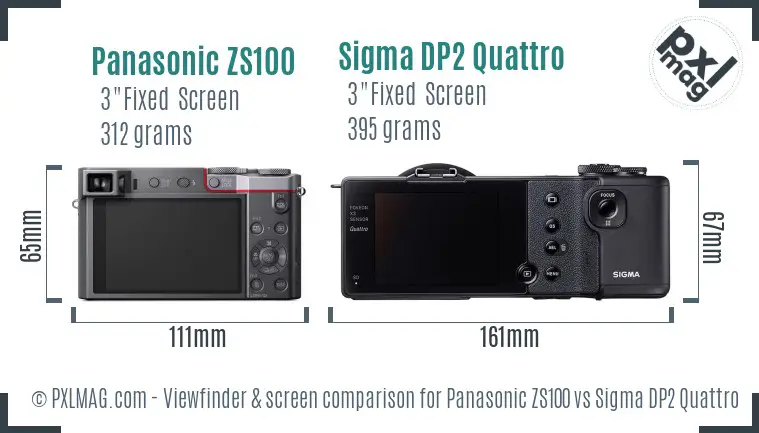 Panasonic ZS100 vs Sigma DP2 Quattro Screen and Viewfinder comparison