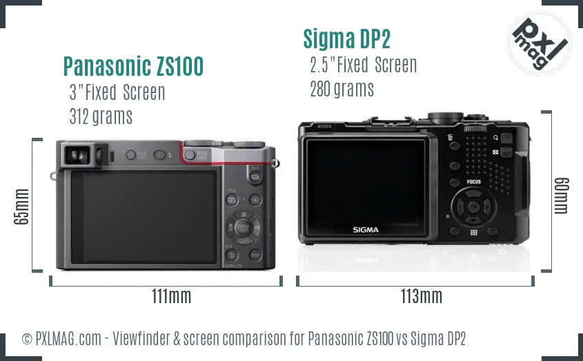 Panasonic ZS100 vs Sigma DP2 Screen and Viewfinder comparison