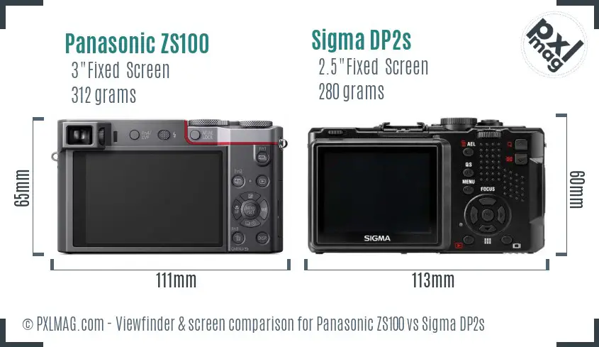 Panasonic ZS100 vs Sigma DP2s Screen and Viewfinder comparison