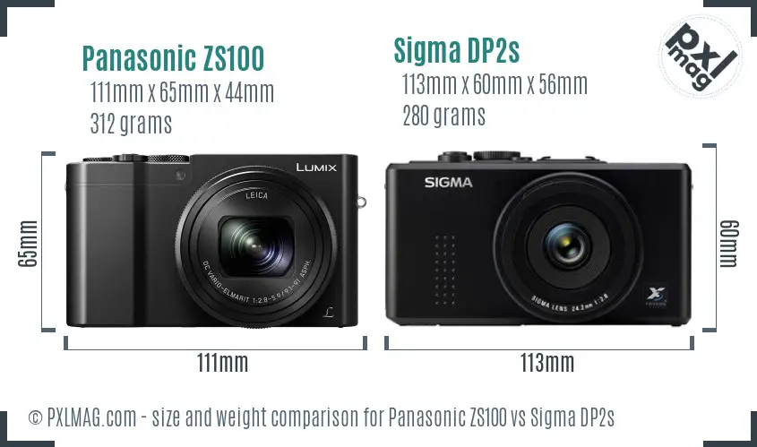 Panasonic ZS100 vs Sigma DP2s size comparison