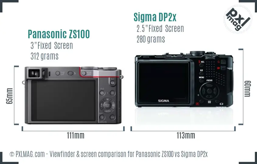 Panasonic ZS100 vs Sigma DP2x Screen and Viewfinder comparison