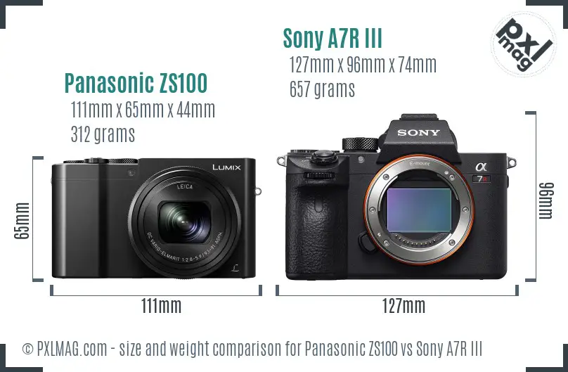 Panasonic ZS100 vs Sony A7R III size comparison Panasonic ZS100 vs Sony A7R III size comparison