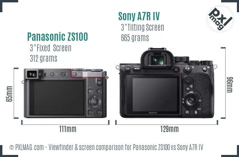Panasonic ZS100 vs Sony A7R IV Screen and Viewfinder comparison Panasonic ZS100 vs Sony A7R IV Screen and Viewfinder comparison