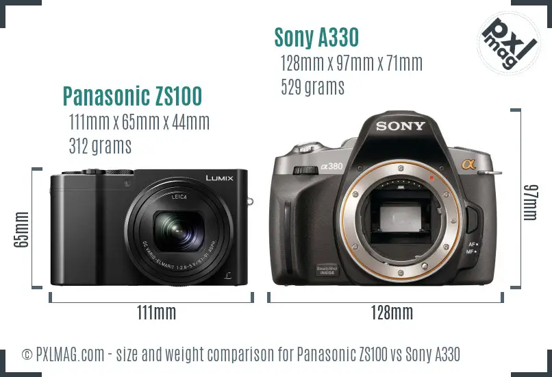 Panasonic ZS100 vs Sony A330 size comparison