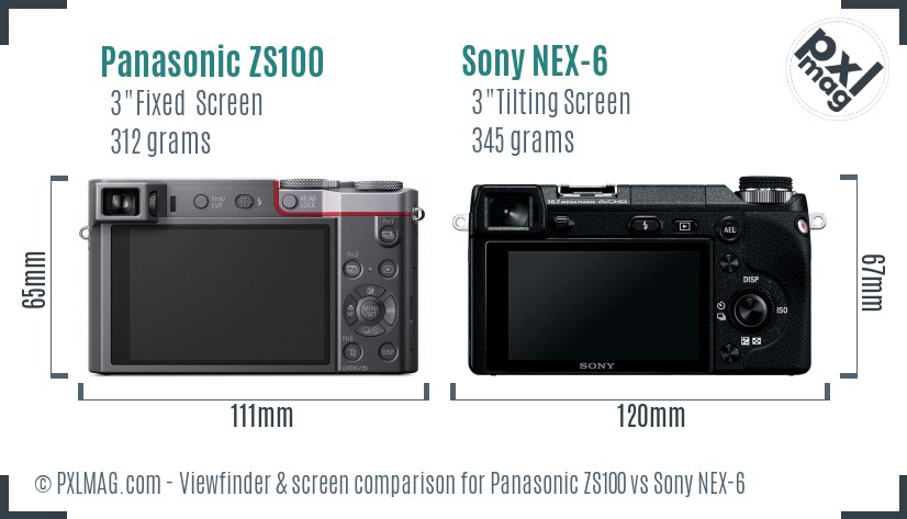 Panasonic ZS100 vs Sony NEX-6 Screen and Viewfinder comparison