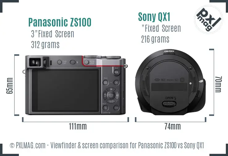Panasonic ZS100 vs Sony QX1 Screen and Viewfinder comparison Panasonic ZS100 vs Sony QX1 Screen and Viewfinder comparison