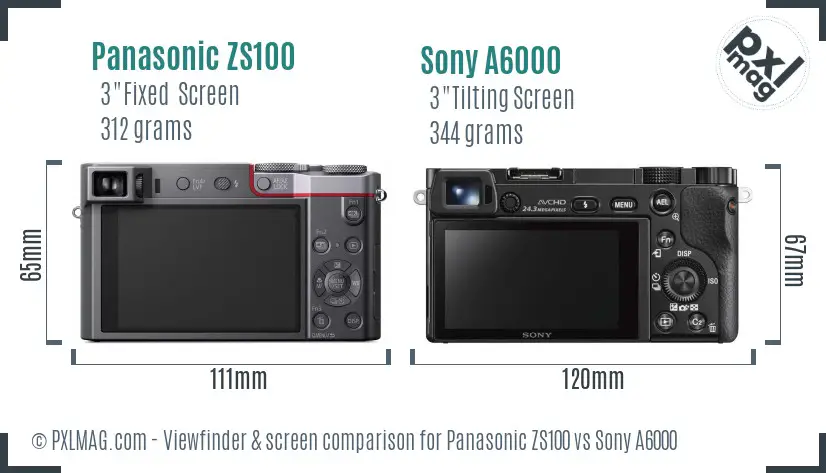Panasonic ZS100 vs Sony A6000 Screen and Viewfinder comparison Panasonic ZS100 vs Sony A6000 Screen and Viewfinder comparison