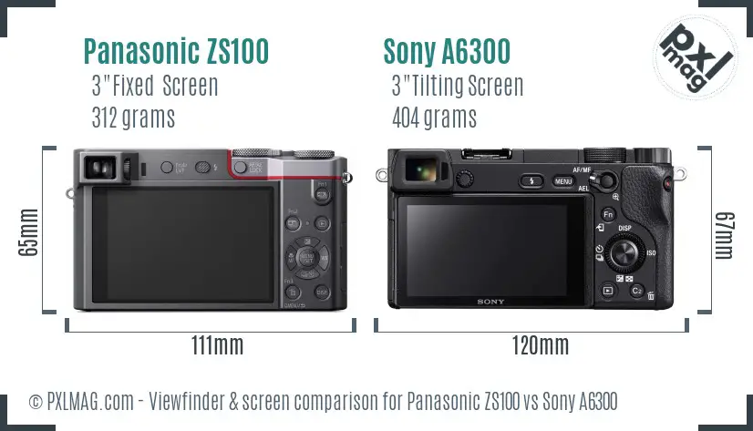 Panasonic ZS100 vs Sony A6300 Screen and Viewfinder comparison