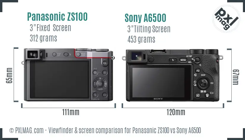 Panasonic ZS100 vs Sony A6500 Screen and Viewfinder comparison