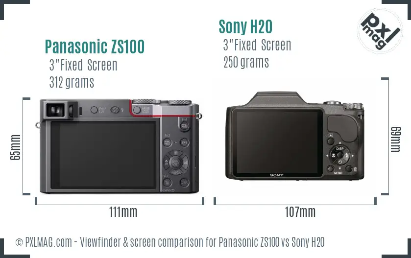 Panasonic ZS100 vs Sony H20 Screen and Viewfinder comparison