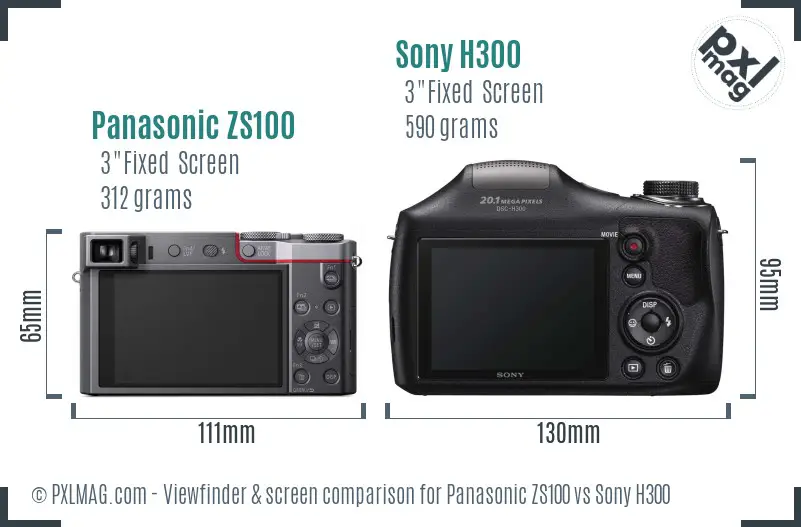 Panasonic ZS100 vs Sony H300 Screen and Viewfinder comparison